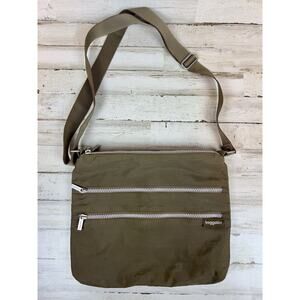 Baggallini Olive Green Nylon Crossbody Bag Multi Zip Travel Purse Women Organize